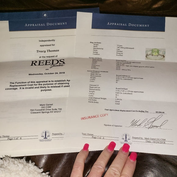 3 STONE RING,/2 Diamonds GIA Cert, & 1 ALEXANDRITE Gem in the middle of diamonds - Picture 7 of 9